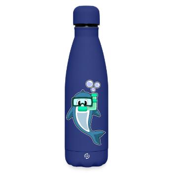 Delfin Taucher Schnorchel Tauchen - Matte Thermosflasche 500 ml - Dunkelblau  - Vorne