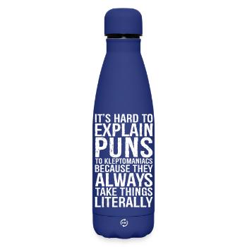 It's hard to explain puns funny shirt - Bouteille isotherme SOFT TOUCH 500 ml - bleu foncé  - Devant