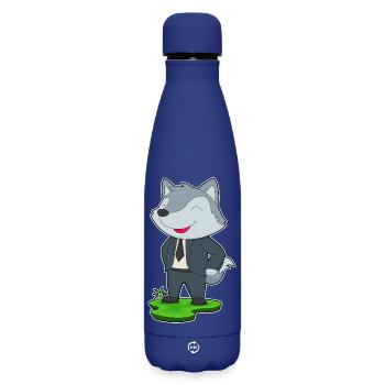 Wolf Groom Tie Wedding - Matte Insulated Water Bottle 500 ml - dark blue  - Front