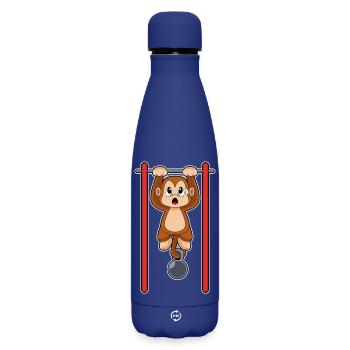 Monkey Bodybuilder Pull-ups Bodybuilding - Matte Insulated Water Bottle 500 ml - dark blue  - Front