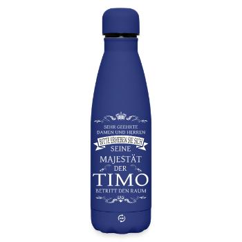 Seine Majestät der Timo betritt den Raum - Matte Thermosflasche 500 ml - Dunkelblau  - Vorne