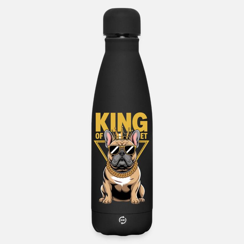 Roi Du Bouledogue Des Rues Avec Couronne - Bouteille isotherme SOFT TOUCH 500 ml - noir