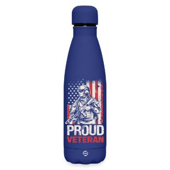 Stolzer Veteran mit US-Flagge - Matte Thermosflasche 500 ml - Dunkelblau  - Vorne