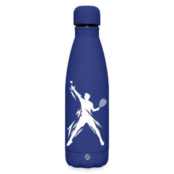 Tennisspieler Kunstwerk - Matte Thermosflasche 500 ml - Dunkelblau  - Vorne