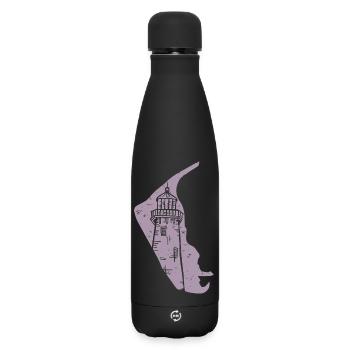 Amrum Silhouette du phare de la mer du Nord Grunge - Bouteille isotherme SOFT TOUCH 500 ml - noir - Devant