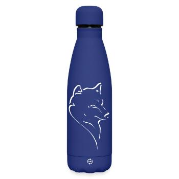 L’art en ligne de la silhouette de Wolf - Bouteille isotherme SOFT TOUCH 500 ml - bleu foncé  - Devant