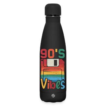 90s Vibes Cassette Retro - Matte Insulated Water Bottle 500 ml - black - Front