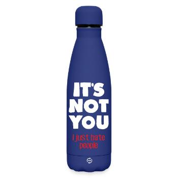 I hate people (dark) - Matte Insulated Water Bottle 500 ml - dark blue  - Front