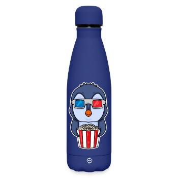 Popcorn Kino Pinguin - Matte Thermosflasche 500 ml - Dunkelblau  - Vorne