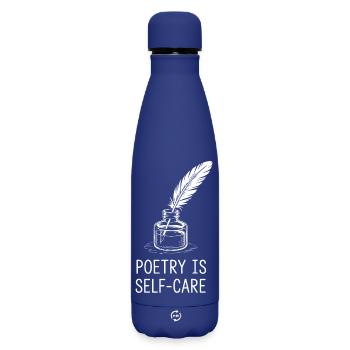 Poesie als Selbstfürsorge - Matte Thermosflasche 500 ml - Dunkelblau  - Vorne