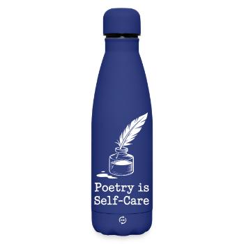 Quill & Ink Poetry ist Selbstfürsorge - Matte Thermosflasche 500 ml - Dunkelblau  - Vorne