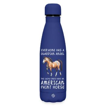 Les chanceux ont un cheval American Paint - Bouteille isotherme SOFT TOUCH 500 ml - bleu foncé  - Devant
