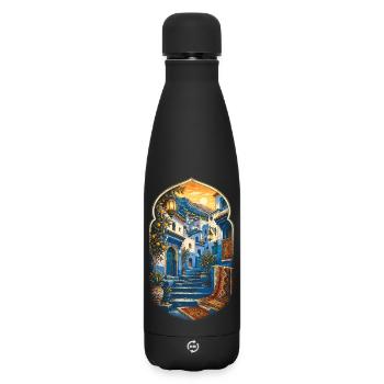 Moroccan Morocco Moroccan Chefchaouen - Matte Insulated Water Bottle 500 ml - black - Front