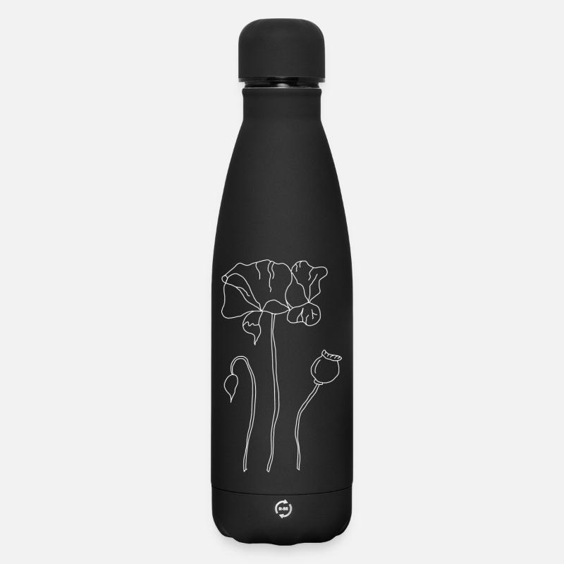 Corn poppy - Matte Insulated Water Bottle 500 ml - black