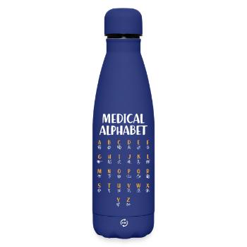 Medical Alphabet (dark) - Matte Insulated Water Bottle 500 ml - dark blue  - Front
