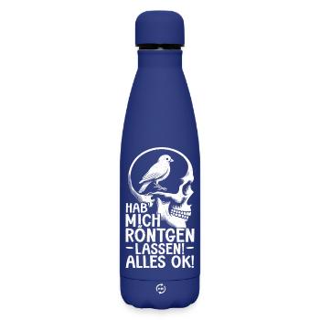 Hab Mich Röntgen Lassen Alles Ok Vogel Im Kopf - Matte Thermosflasche 500 ml - Dunkelblau  - Vorne
