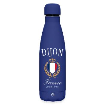 Dijon Frankreich Wappen Krone – Reise Souvenir - Matte Thermosflasche 500 ml - Dunkelblau  - Vorne