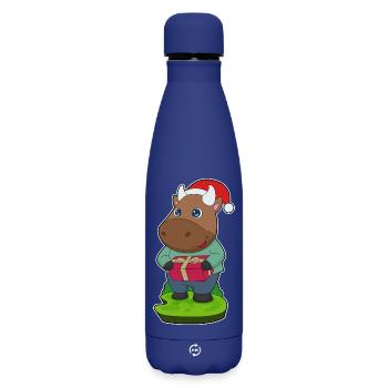 Forfait Noël Taureau - Bouteille isotherme SOFT TOUCH 500 ml - bleu foncé  - Devant