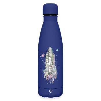 Fantasievolles Space Shuttle - kunstvoll gestaltet - Matte Thermosflasche 500 ml - Dunkelblau  - Vorne
