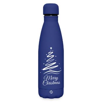 Joyeux Noël Arbre de Noël Arbre de Noël - Bouteille isotherme SOFT TOUCH 500 ml - bleu foncé  - Devant