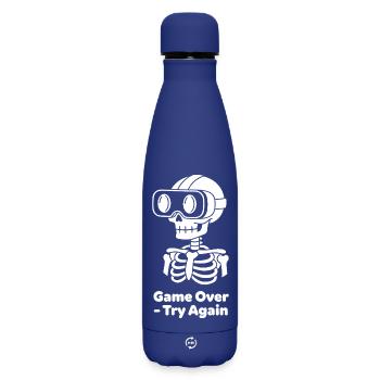 GameOver Skelett VR Motiv - Matte Thermosflasche 500 ml - Dunkelblau  - Vorne