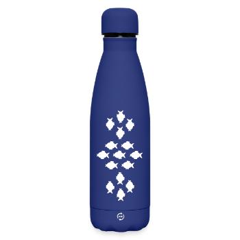 Poisson chemise poisson motif,Cadeau de vêtements de pêche - Bouteille isotherme SOFT TOUCH 500 ml - bleu foncé  - Devant