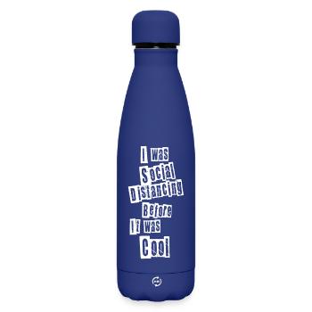 I was social distancing - Matte Insulated Water Bottle 500 ml - dark blue  - Front