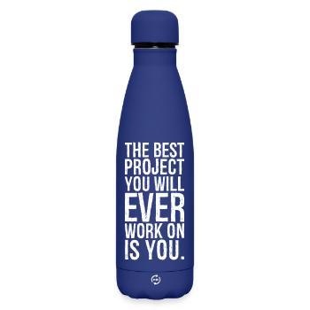 Le meilleur projet sur lequel vous travaillerez jamais, c’est vous - Bouteille isotherme SOFT TOUCH 500 ml - bleu foncé  - Devant