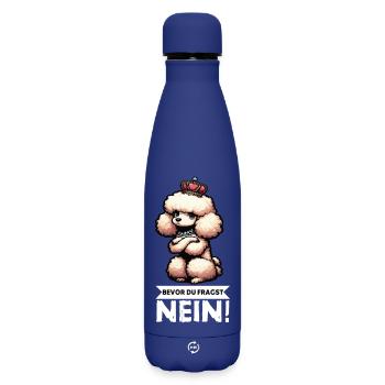 Bevor Du Fragst Pudel Pudelbesitzer Pudelhund  - Matte Thermosflasche 500 ml - Dunkelblau  - Vorne