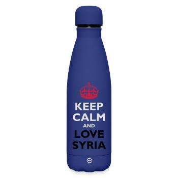 Keep Calm & Love Syria - Bouteille isotherme SOFT TOUCH 500 ml - bleu foncé  - Devant