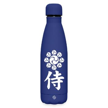 Samurai emblem of the Uesugi clan (white) - Matte Insulated Water Bottle 500 ml - dark blue  - Front