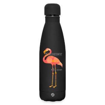 Flamingo design with font - Matte Insulated Water Bottle 500 ml - black - Front