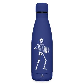 Un squelette joue de la sérénade accordéonnale - Bouteille isotherme SOFT TOUCH 500 ml - bleu foncé  - Devant