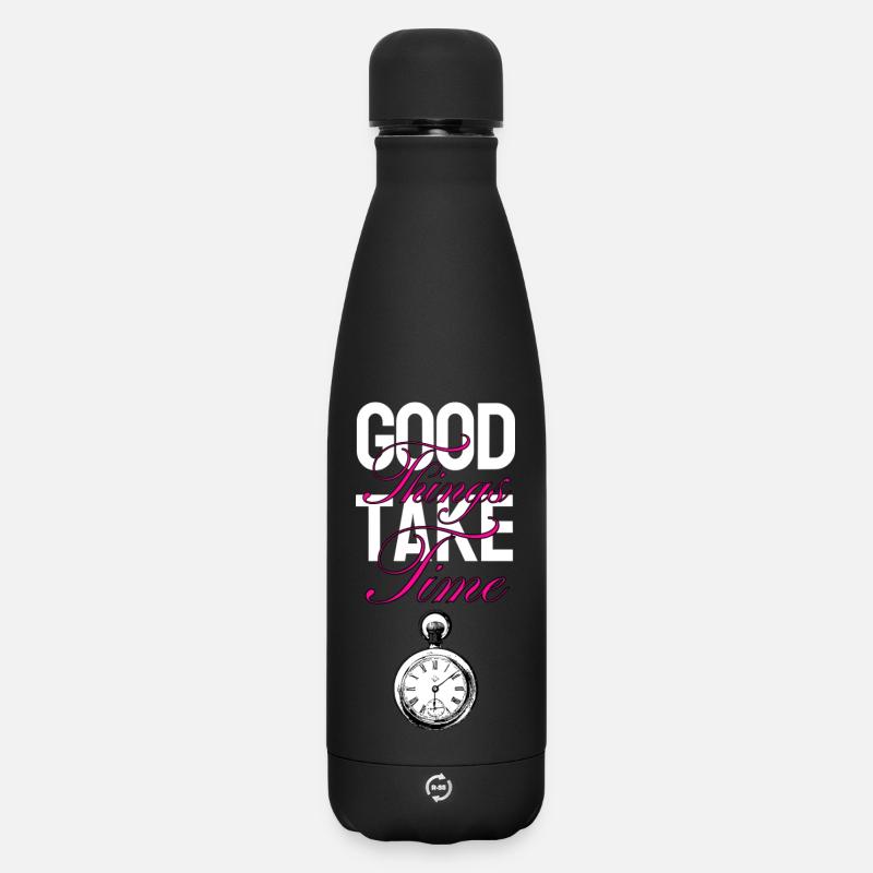 Gute Dinge brauchen Zeit - Matte Thermosflasche 500 ml - Schwarz