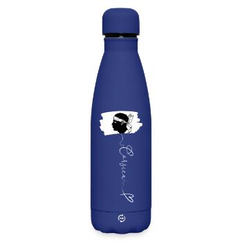 Drapeau Corse Tête de Maure Pascal Paoli Symbole - Bouteille isotherme SOFT TOUCH 500 ml - bleu foncé  - Devant