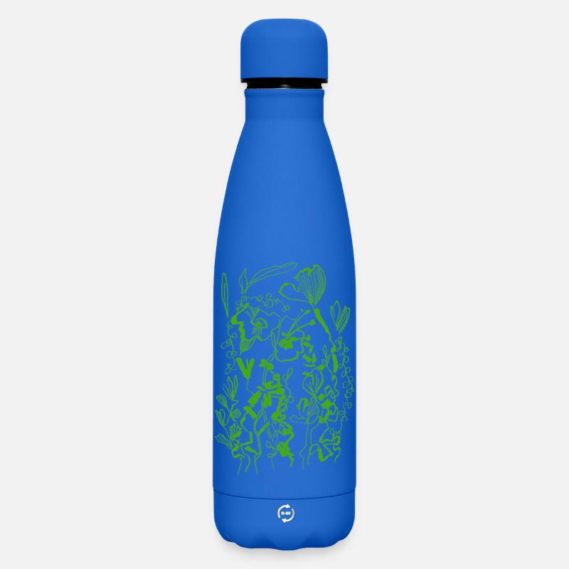 FLEURS VERTES - Bouteille isotherme SOFT TOUCH 500 ml - bleu roi