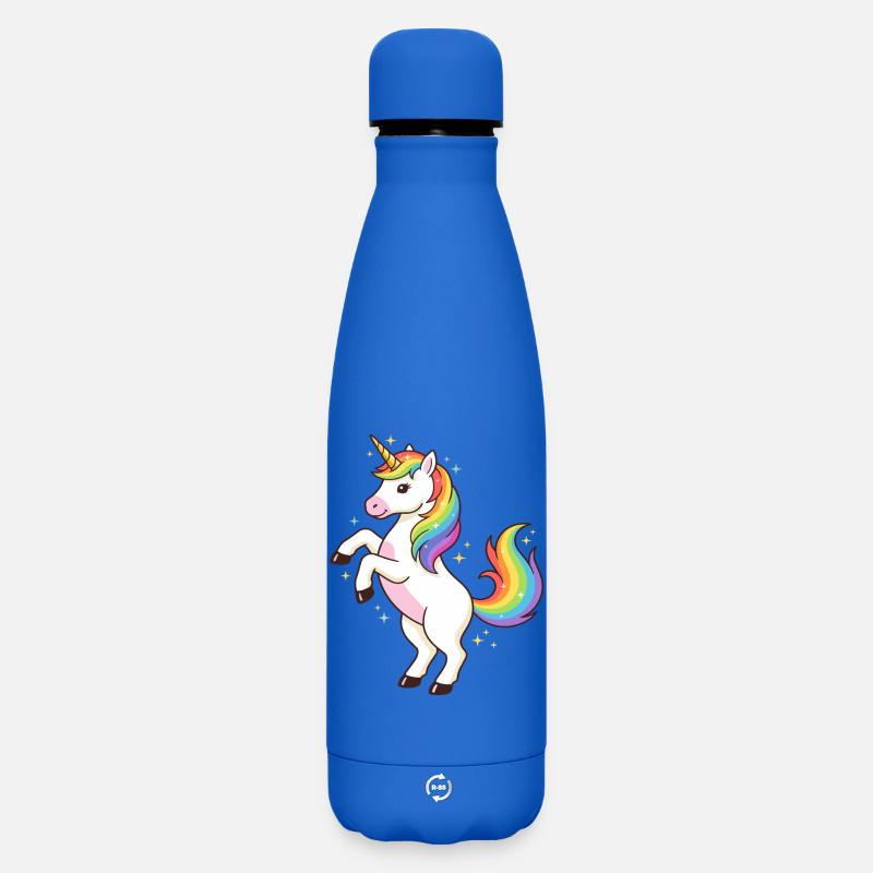 Regenbogen-Einhorn-Funkeln - Matte Panorama Thermosflasche 500 ml - Königsblau
