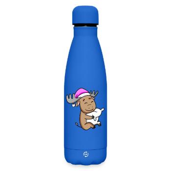 süßer Elch mit Kissen und Schlafmütze - Matte Thermosflasche 500 ml - Königsblau - Vorne