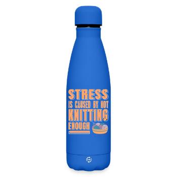 Stress Relief Through Knitting Funny Yarn Life - Matte Thermosflasche 500 ml - Königsblau - Vorne
