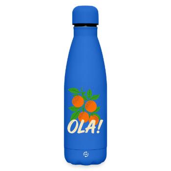 Olá Retro Orange Plants Holiday Greeting - Matte Insulated Water Bottle 500 ml - royal blue - Front