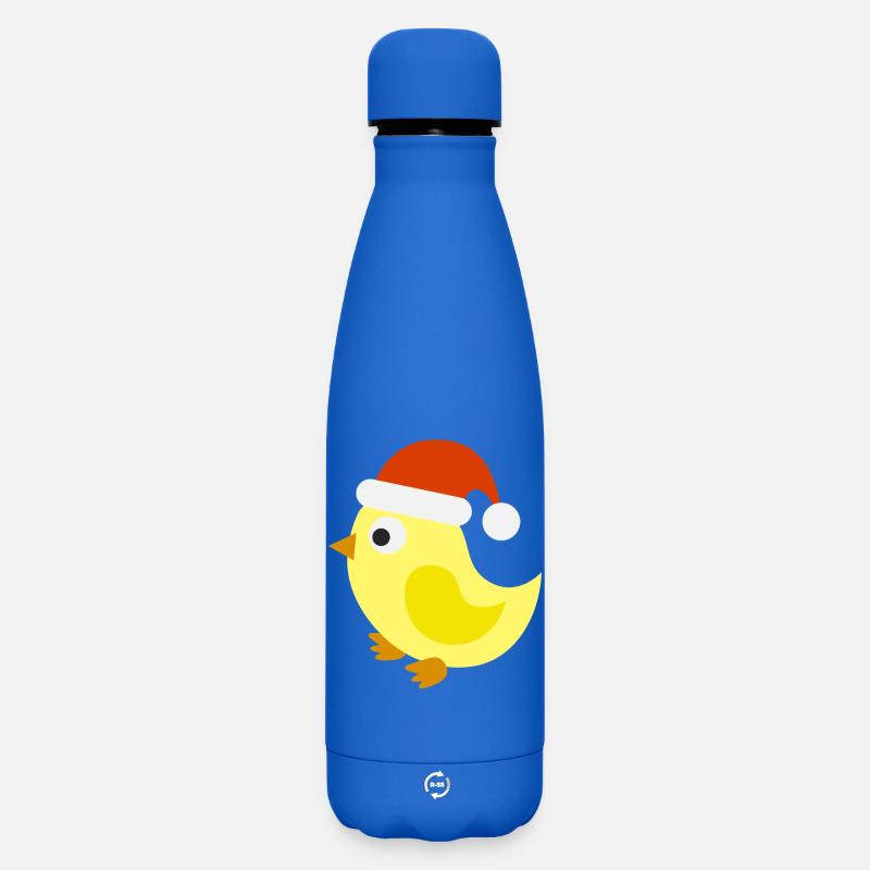 Poussin Noël Festif - Bouteille isotherme SOFT TOUCH 500 ml - bleu roi