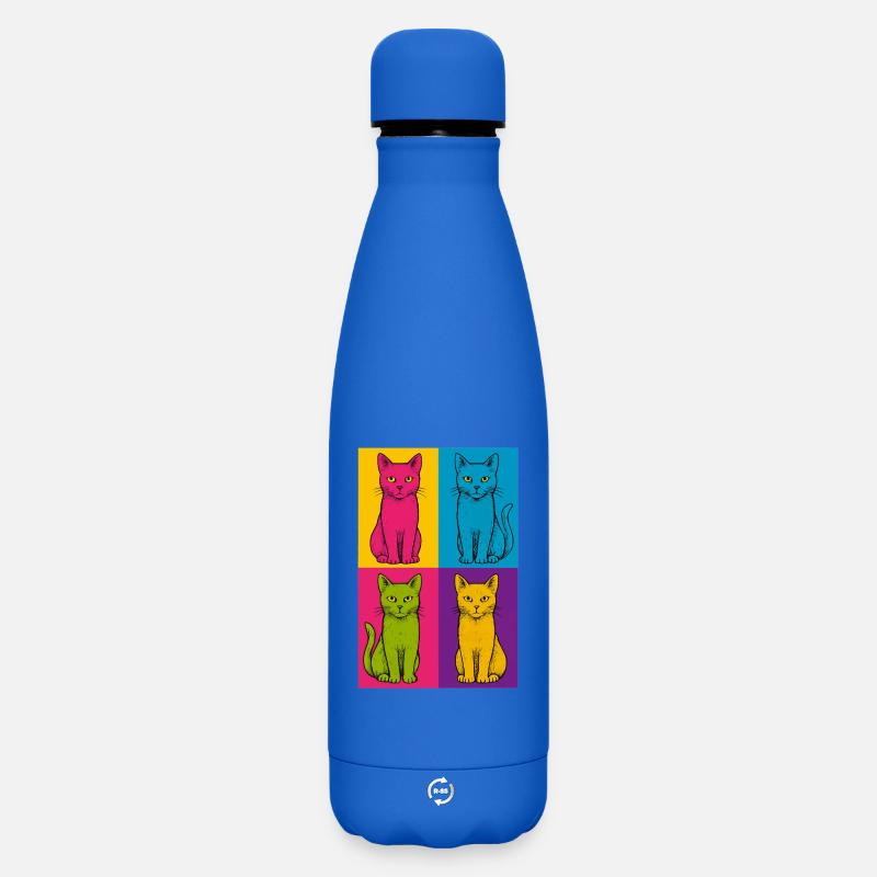Pop Art Cats Quartet - Matte Insulated Water Bottle 500 ml - royal blue