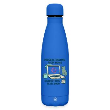 Humor, Prokrastination, Telearbeit, Chat und Kaffee - Matte Thermosflasche 500 ml - Königsblau - Vorne