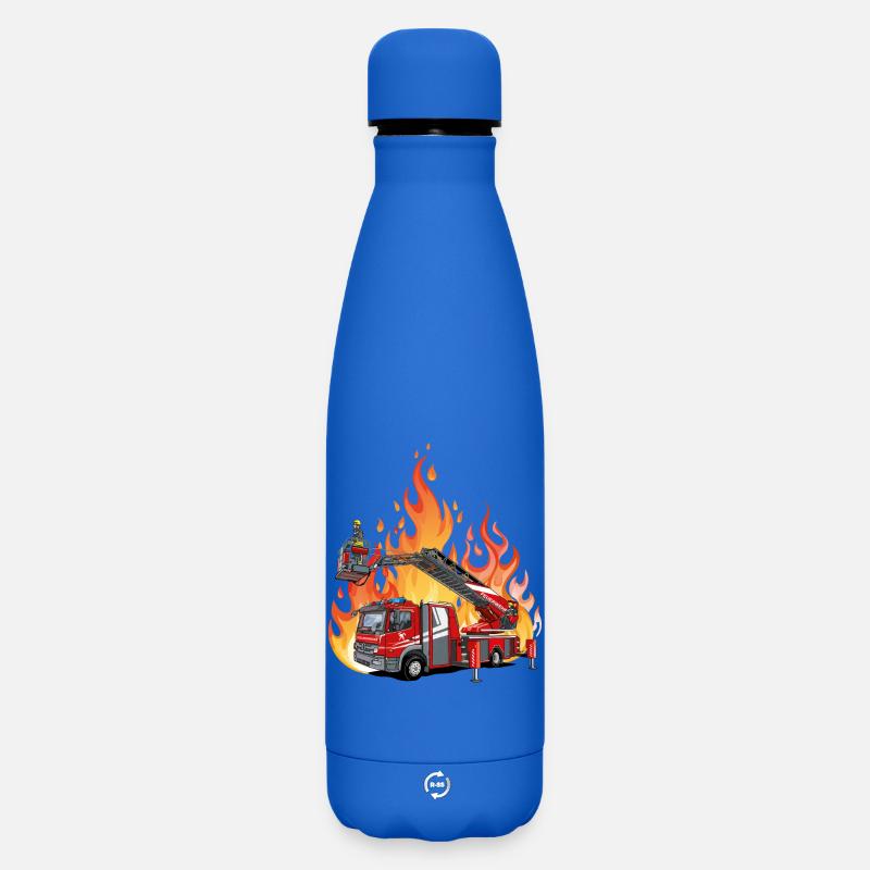 Fire brigade and flames - Matte Insulated Water Bottle 500 ml - royal blue