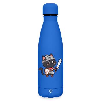 Chat Chevalier - Bouteille isotherme SOFT TOUCH 500 ml - bleu roi - Devant
