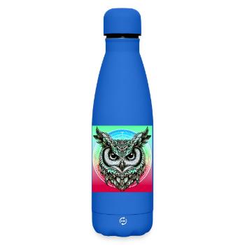 Eule - Matte Thermosflasche 500 ml - Königsblau - Vorne