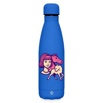 Fille Cheval Pop Art Rose - Bouteille isotherme SOFT TOUCH 500 ml - bleu roi - Devant