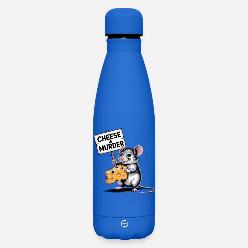 Cheese Is Murder Mouse - Matte Insulated Water Bottle 500 ml - royal blue