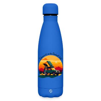 Zuhause unterm Dachzelt - Matte Thermosflasche 500 ml - Königsblau - Vorne