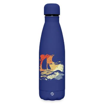 Look vintage de la voile - Bouteille isotherme SOFT TOUCH 500 ml - bleu foncé  - Devant